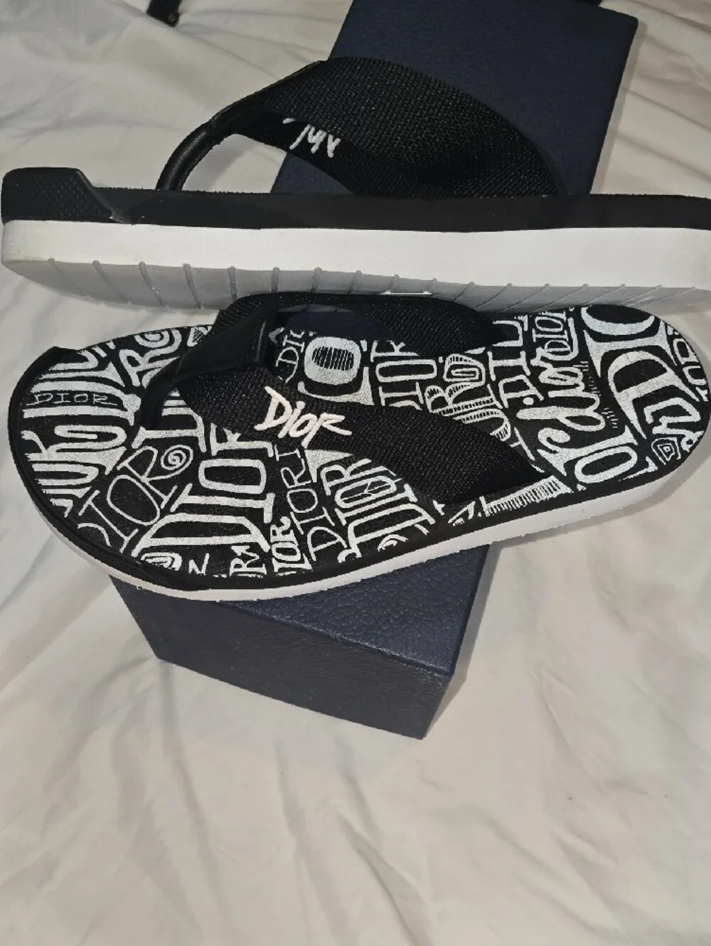 Dior Men Black & White Graffiti Slides